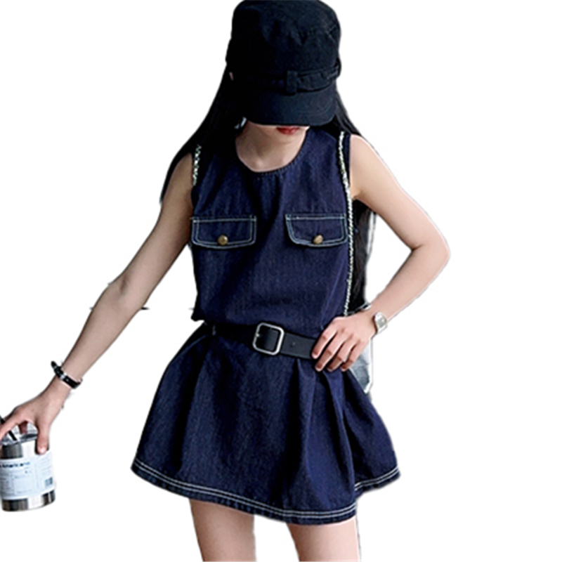 Vintage Fashion Girl - Stijlvolle kindermode denim bodysuit jurk voor