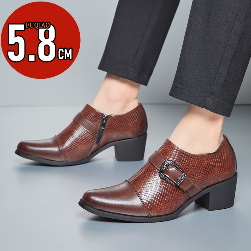 Vintage Fashion Prints - Vintage stijl leren herenschoenen met hoge