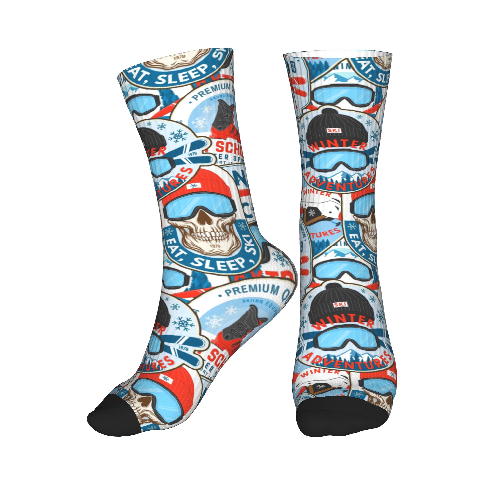 Vintage Fashion Prints - Vintage rood blauwe Ski Club naadloze