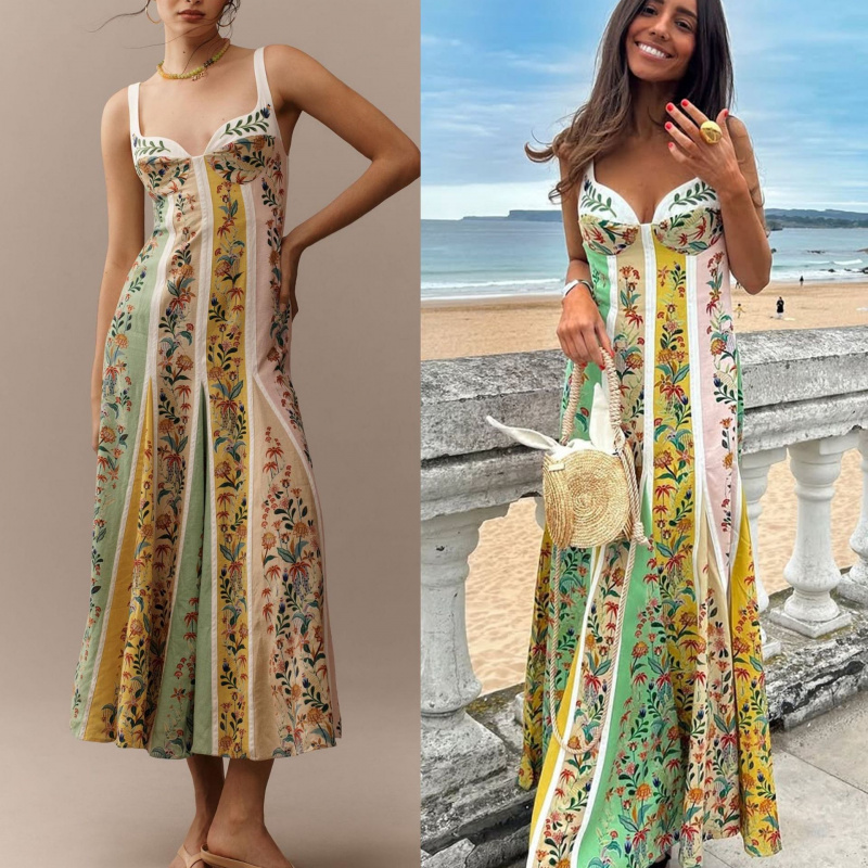 Vintage Fashion Prints - Mode Elegante Vrouwen Mouwloze Feestjurken Casual