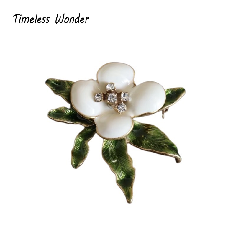 Vintage Fashion Runway - Tijdloze Wonder Retro Emaille Zirkoon Bloem