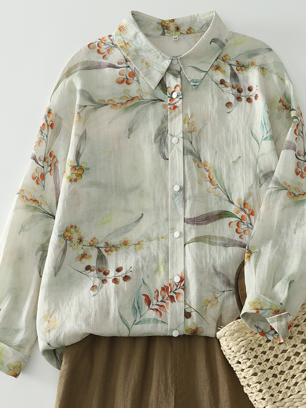 Vintage Fashion Influencers - Loszittende damesblouse met lange mouwen, bloemenprint,