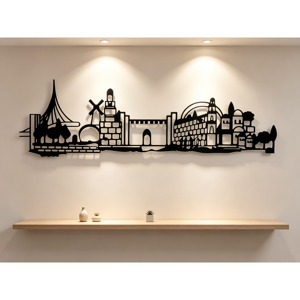 Vintage Fashion Prints - CIFBUY metalen wanddecoratie met Jeruzalems skyline,