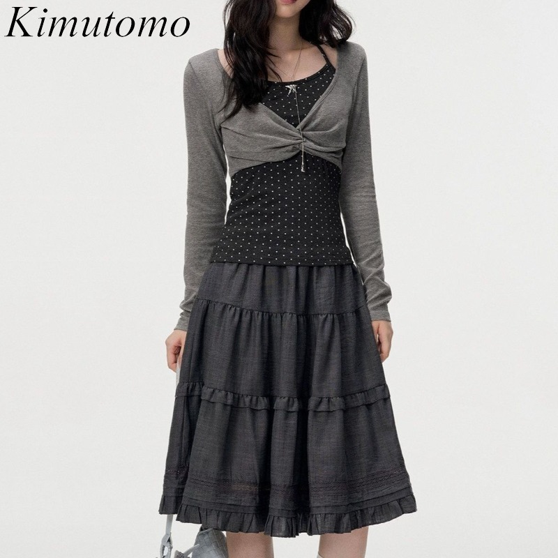 Vintage Fashion In 2026 - Kimutomo Dames T-shirts Lange Mouw Patchwork