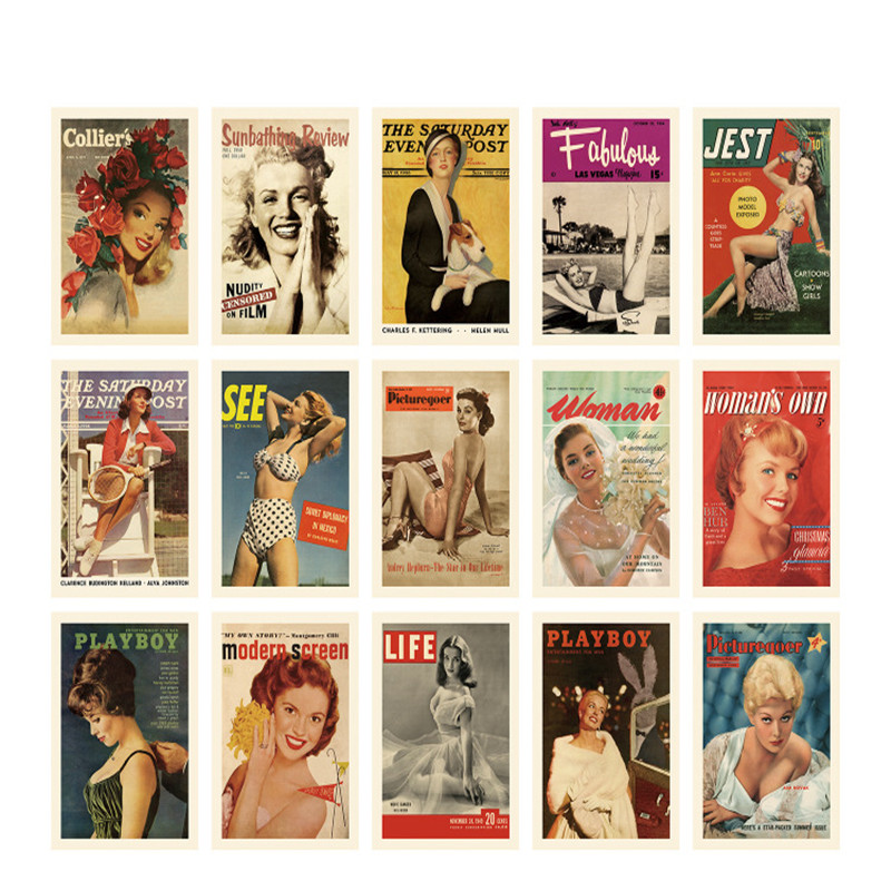 Vintage Fashion Magazine Covers - 15 vellen vintage ansichtkaarten mode tijdschrift
